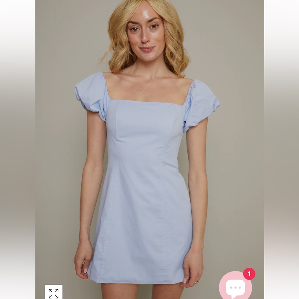 Off the shoulder light blue mini dress